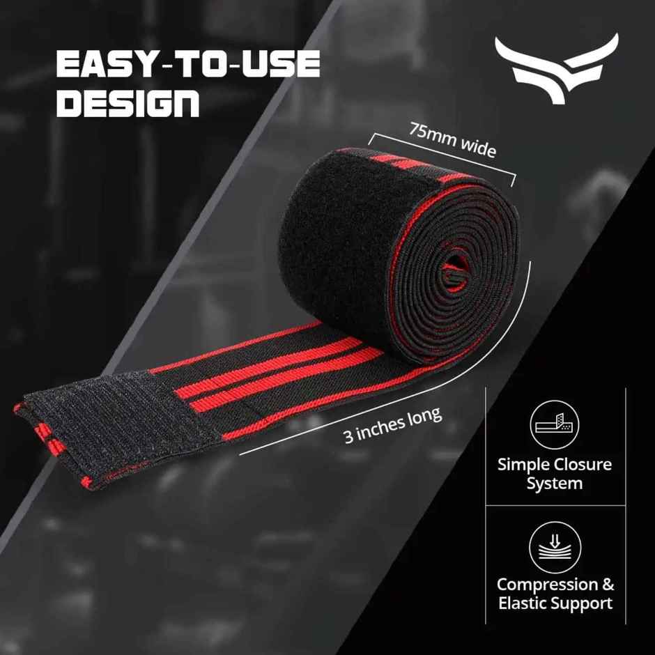 Xtrim Knee Wrap for Sports, Squats, and Heavy Lifting, Washable Fabric | Red