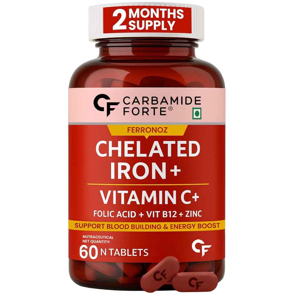 Carbamide Forte Chelated Iron Supplement for Women and Men | Folic Acid Tablets for Pregnancy