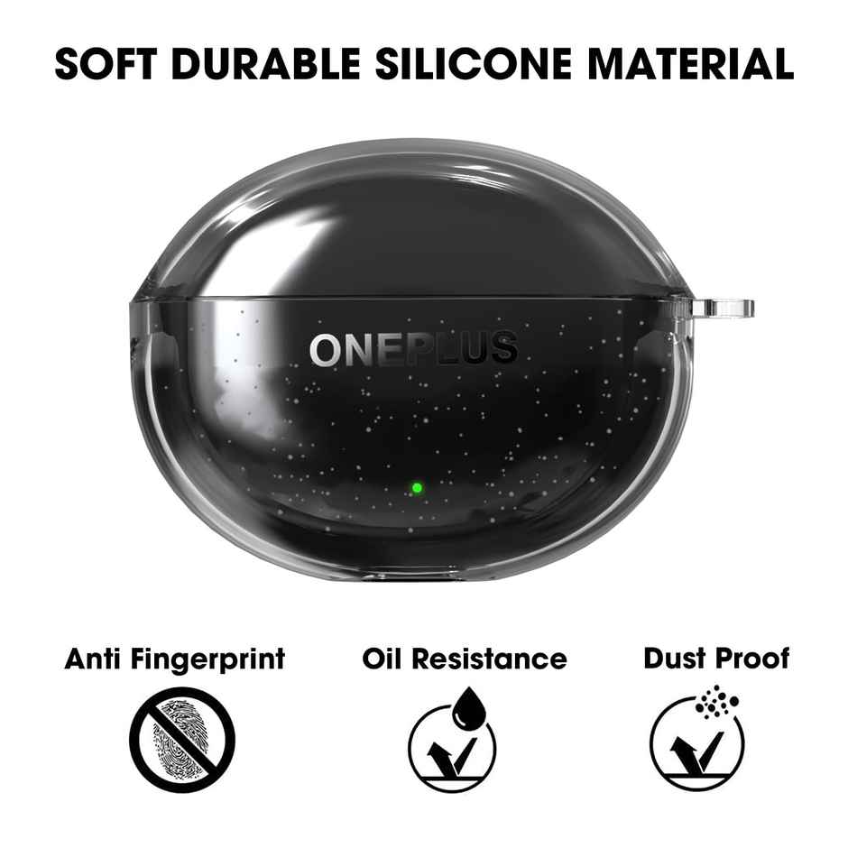 Sounce Silicone Case Cover for OnePlus Nord Buds 3 Pro | Shockproof | Keychain & LED Visible| Transparent