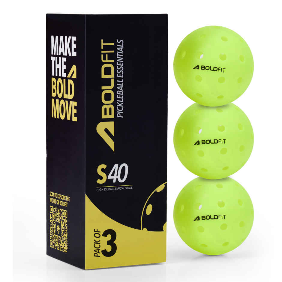 Boldfit Pickleball Outdoor Balls Set with Holes | Green