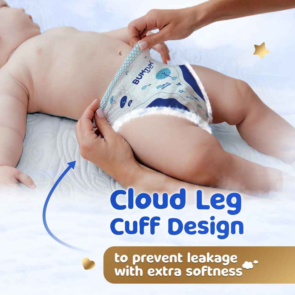 Bumtum Baby Diaper Pants With Double Layer Leakage Protection - 3 To 8 Kg Small