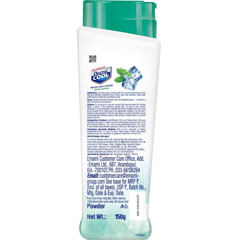 Dermicool Prickly Heat Powder Menthol Regular + Dermicool Free