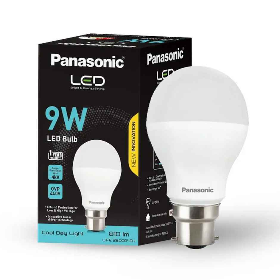 Panasonic 9W Led Bulb, Cool Day White 6500K | B22 Base Holder
