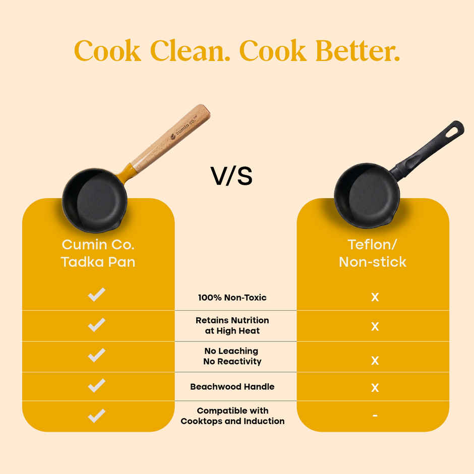 Cumin Co. Cast Iron Tadka Pan | 10 cm | Tempering Pan | Mustard