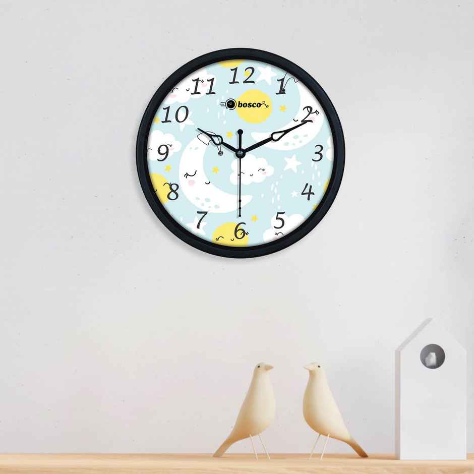 Bosco Modern Silent Blue with Black Frame 20 CM Table Cum Round Wall Clock BWC 1205