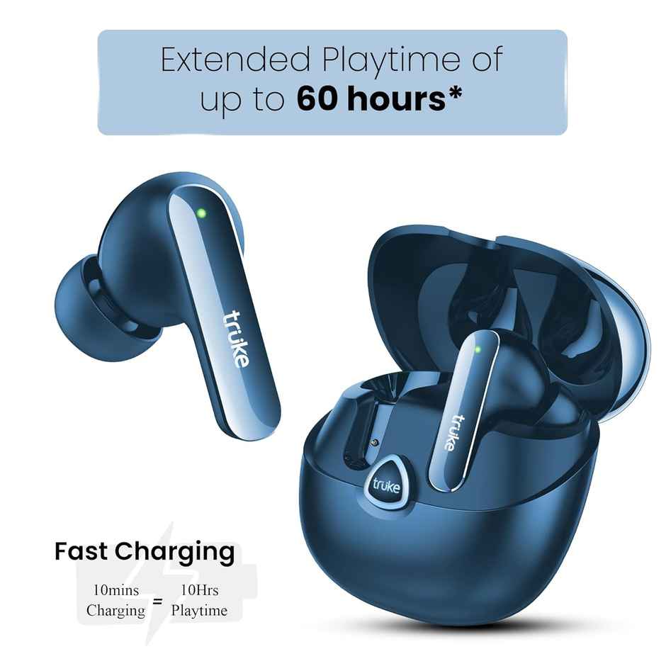truke Buds F1 Ultra Truly Wireless Bluetooth Earbuds with 60H Battery, Spatial Audio - Blue