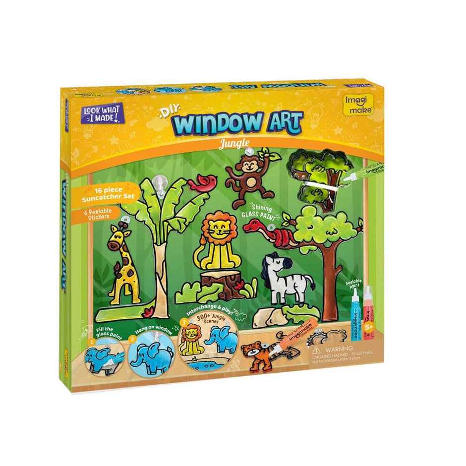 Imagimake DIY Window Art - Jungle Glass Painting Kit | Art & Craft Toy Gift for Kids (5+ Years)