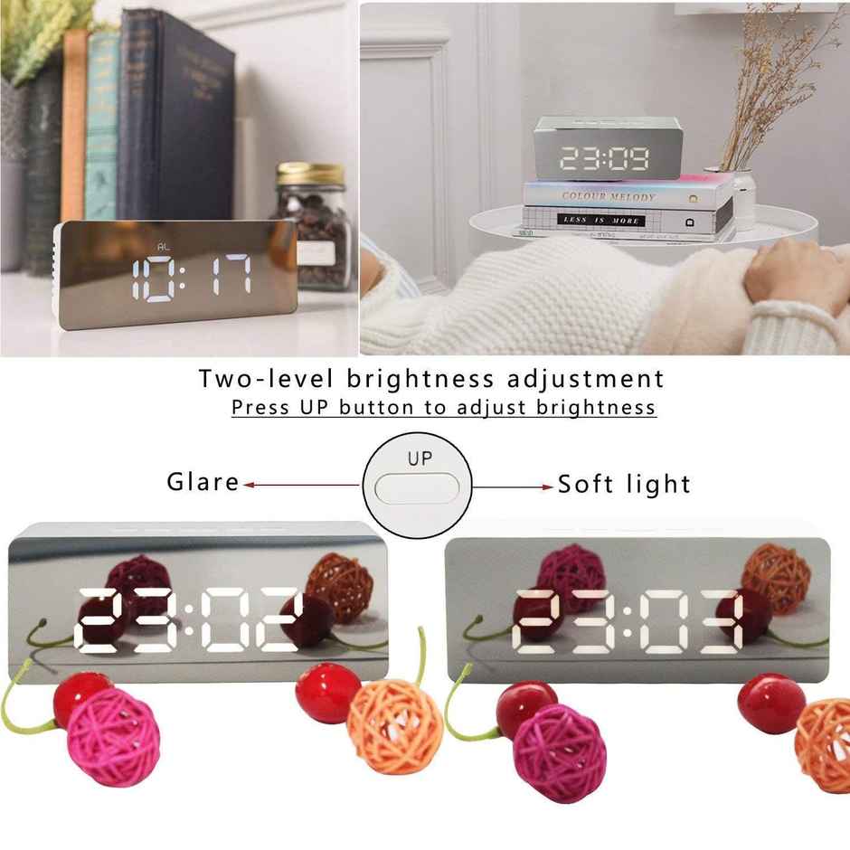Perpetual Digital LED Mirror Alarm Clock | Table Clock for Study Table Aesthetic Smart Clocks
