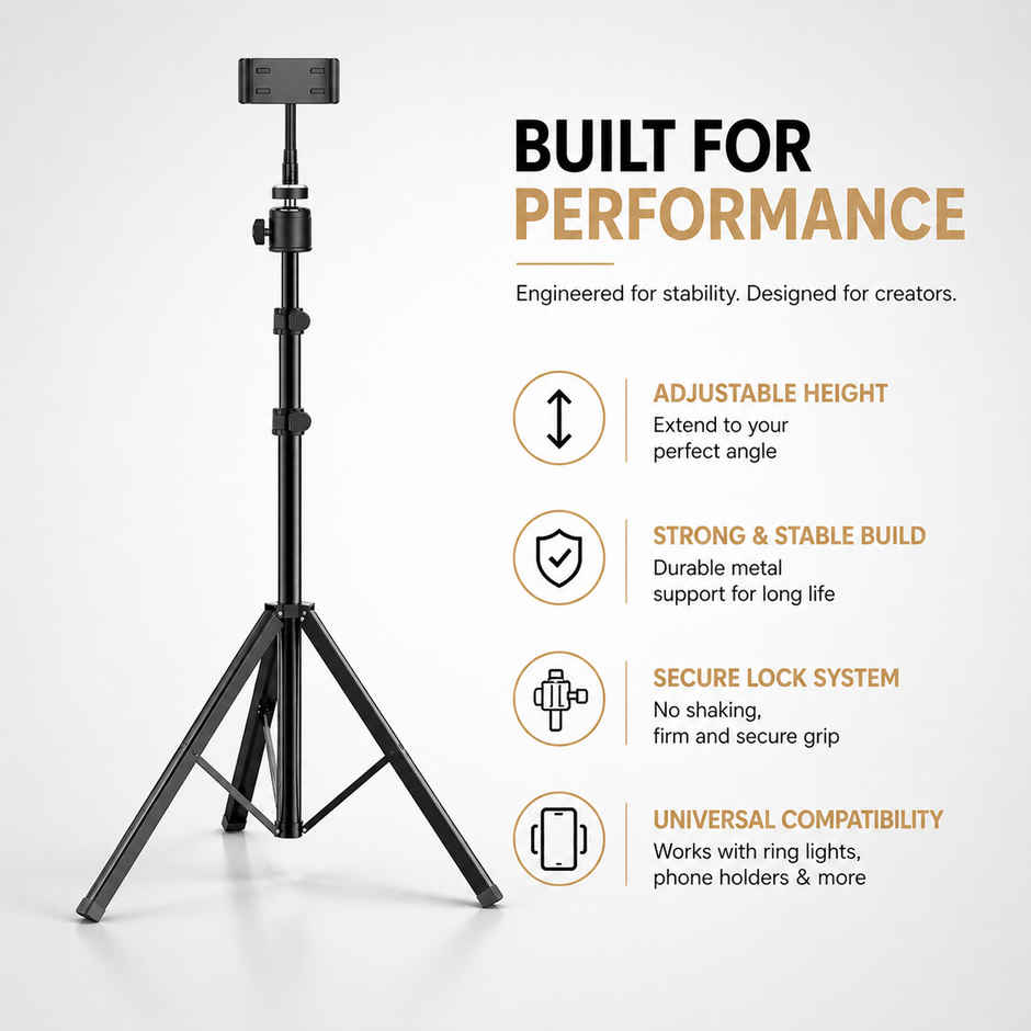 Bestor 7 Feet Adjustable Tripod Stand with Mobile Holder for Cameras
