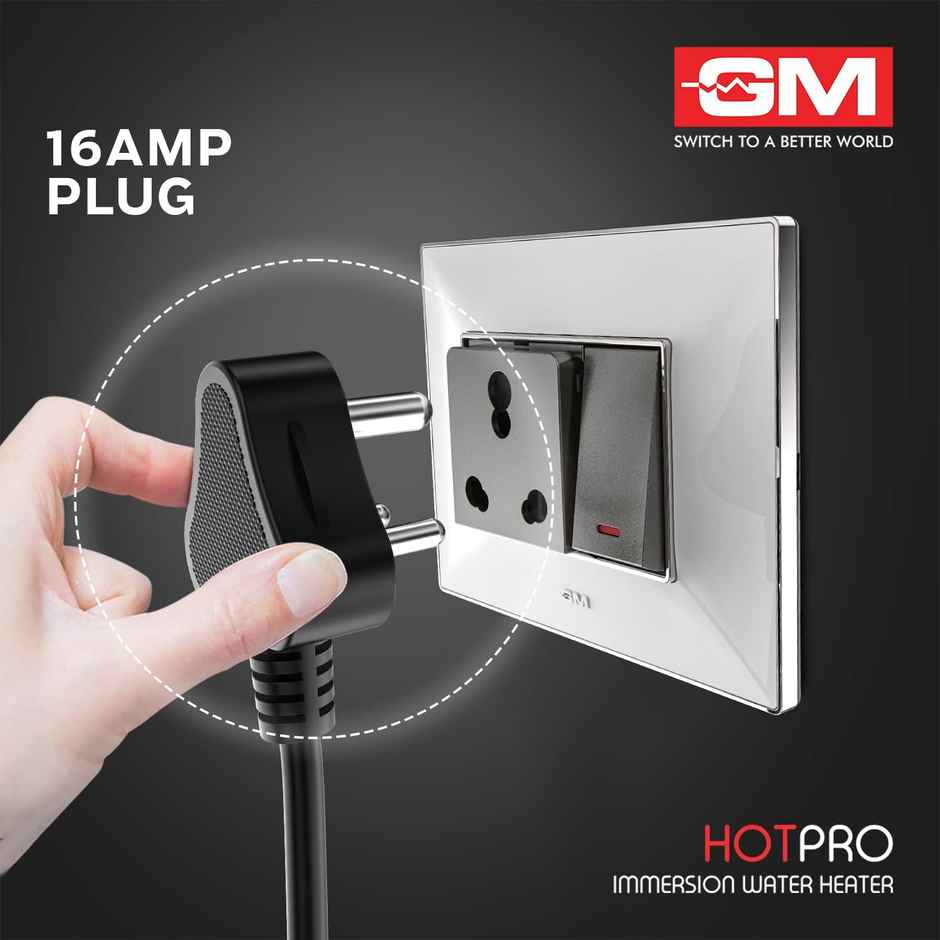 Gm Hot Pro 1500W Immesion Rod, 16Amp, Double Isi, Heat Resistance Handle, Nickel Plated