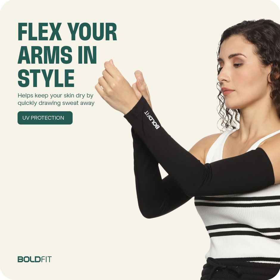 Boldfit Arm Sleeves For Men & Women Uv Protection Hand Sleeves With Thumb- Medium Size