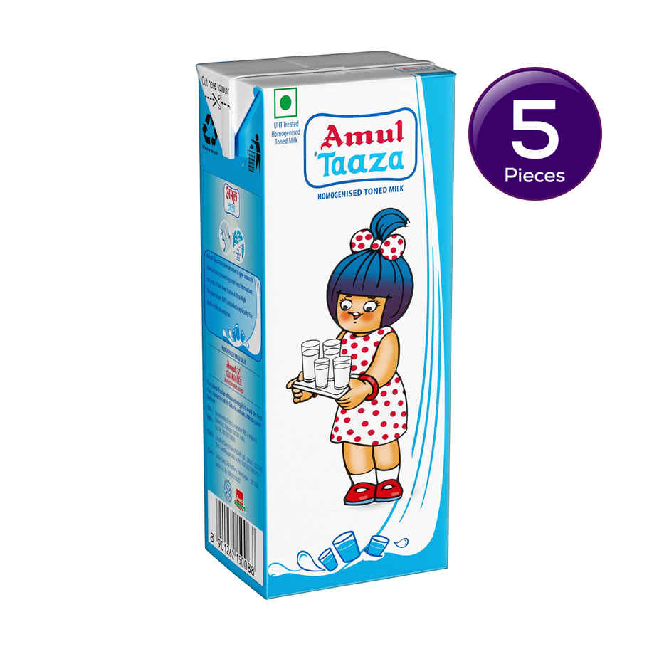 Amul Taaza Homogenised Toned Milk (Tetra Pack) Combo