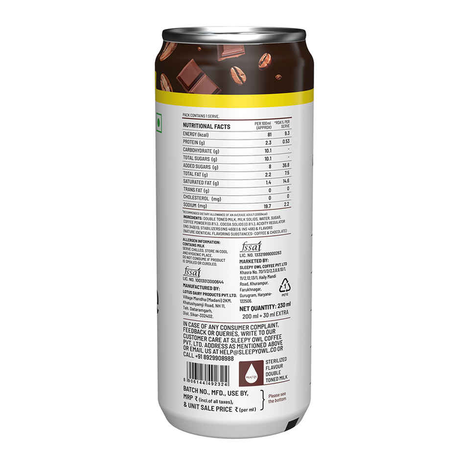Sleepy Owl Belgian Mocha Cold Coffee Can | Ready to Drink Coffee Beverage