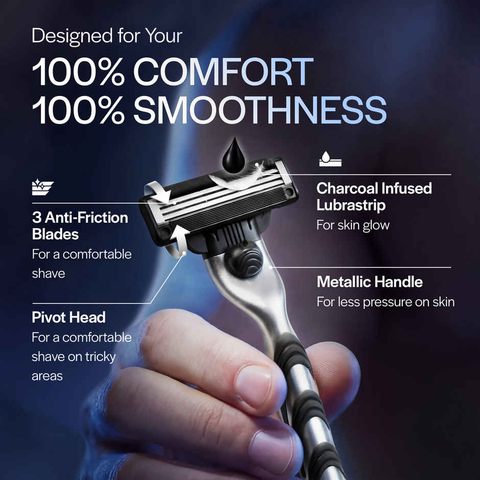 Gillette Mach3 Charcoal Shaving Razor with New Enhanced Lubrastrip with Touch of Charcoal