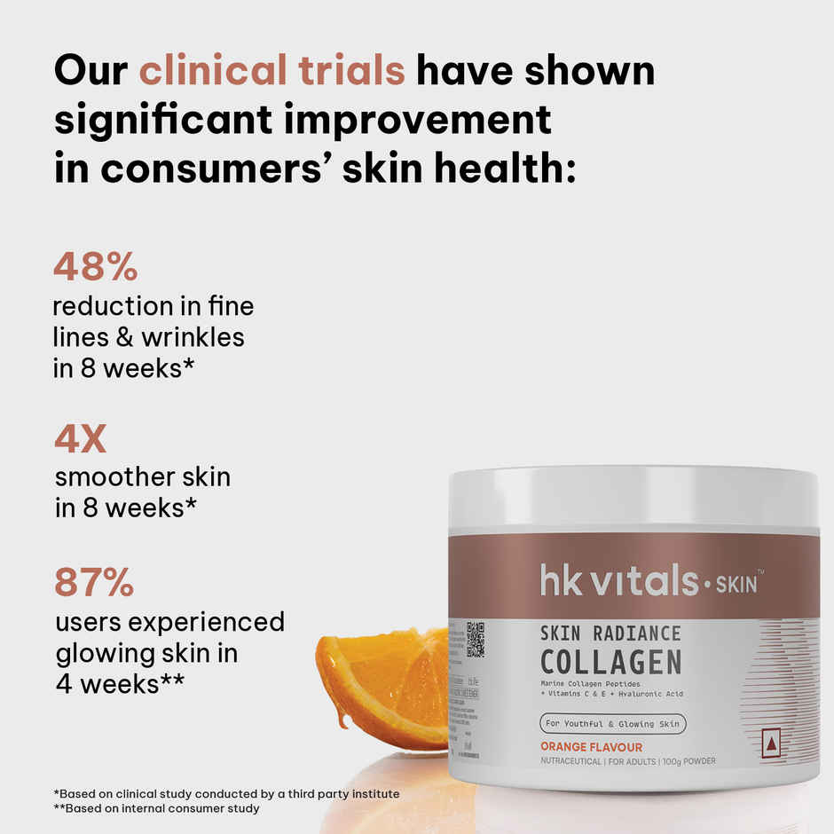 hk vitals Skin Radiance Collagen Supplement with Biotin (Orange, 100g)