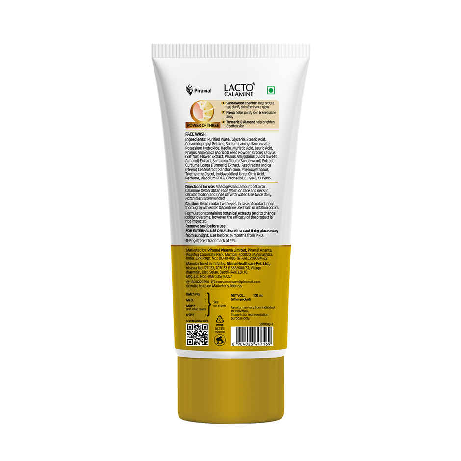 Lacto Calamine Ubtan Face Wash For Glowing Skin Natural Face Wash With Sandalwood