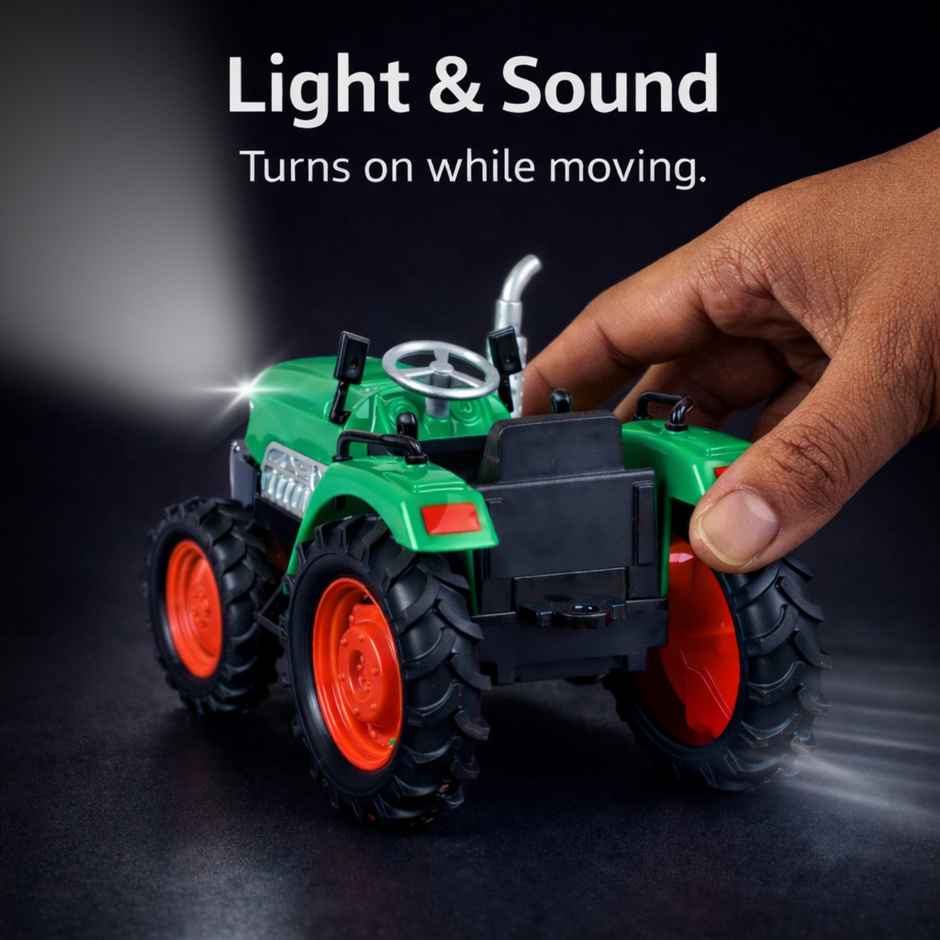 Race n Roll Light & Sound Farm Tractor Adventure Toy Pull back Action Vehicle Green