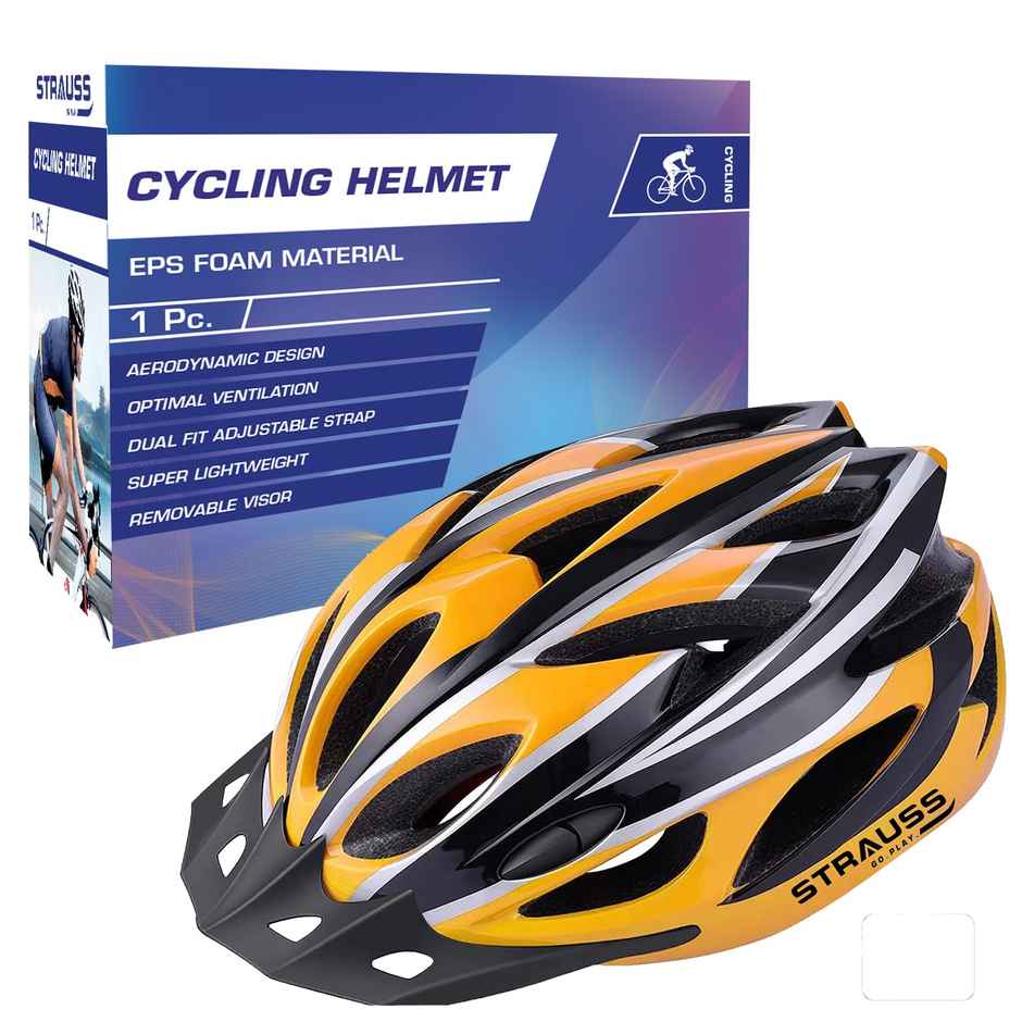 Strauss Cycling Helmet, (Black/Yellow)