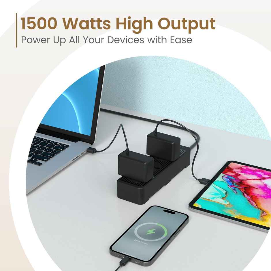 Portronics Power Plate 21 Extension Board with 3 Universal Sockets, 1.5 Meter Long Cord, 1440 Watts(6 Amp), Fireproof Material, Multi Plug for Home Appliance -  Black