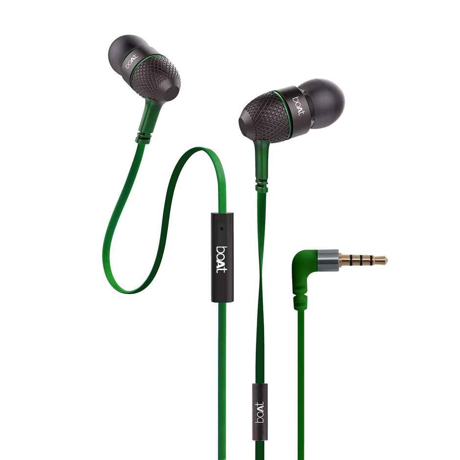 boAt Bassheads 225 in-Ear Wired Headphones with Mic, 3.5mm Audio Jack - Forest Green