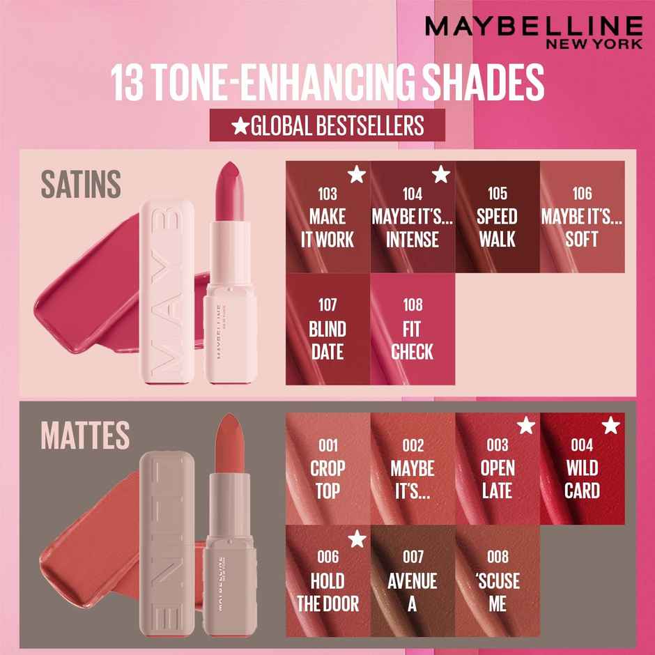Maybelline Serum Lipstick (Satin) 8Hr Hydration + one-swipe bold color - 103 Make it Work
