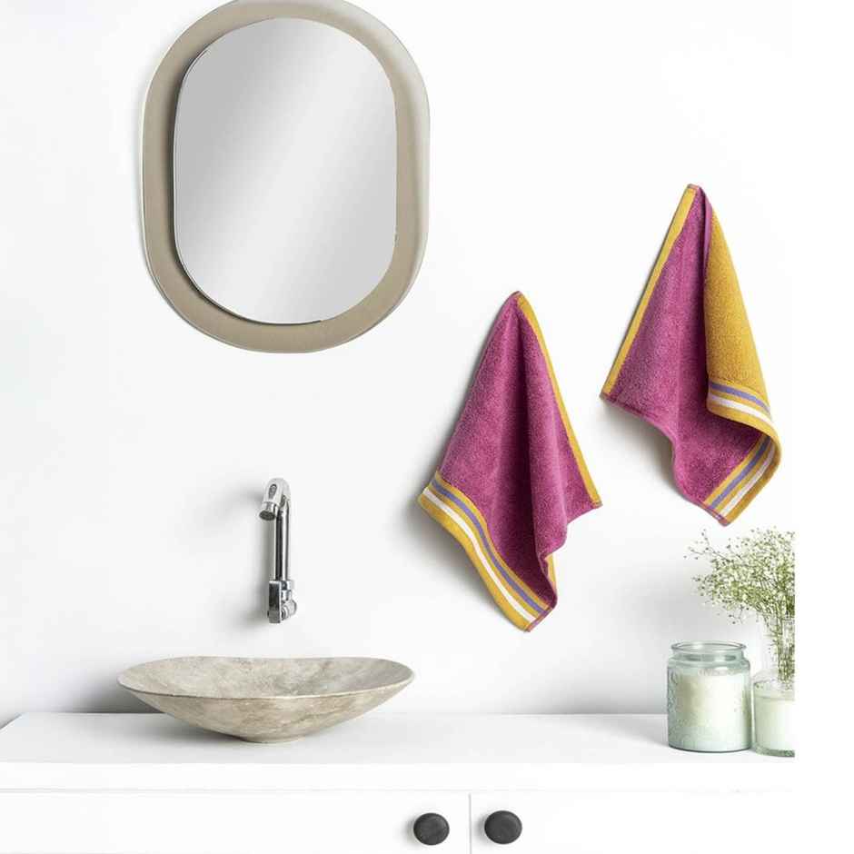 DDECOR Yarn Dyed Sporty Look 100% Cotton Reversible 500 GSM Face Towel - Pink/Yellow