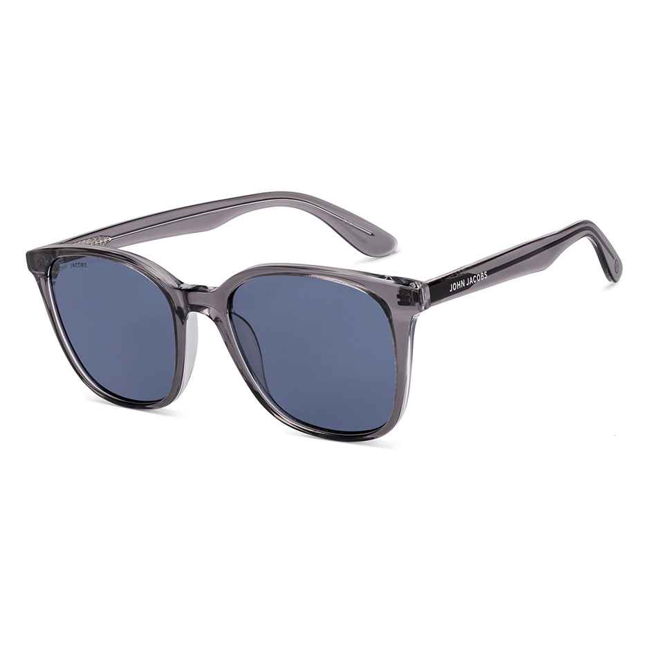 John Jacobs By Lenskart | Premium Polarized Sunglasses | Unisex | Square | Medium-139mm | Grey-Blue