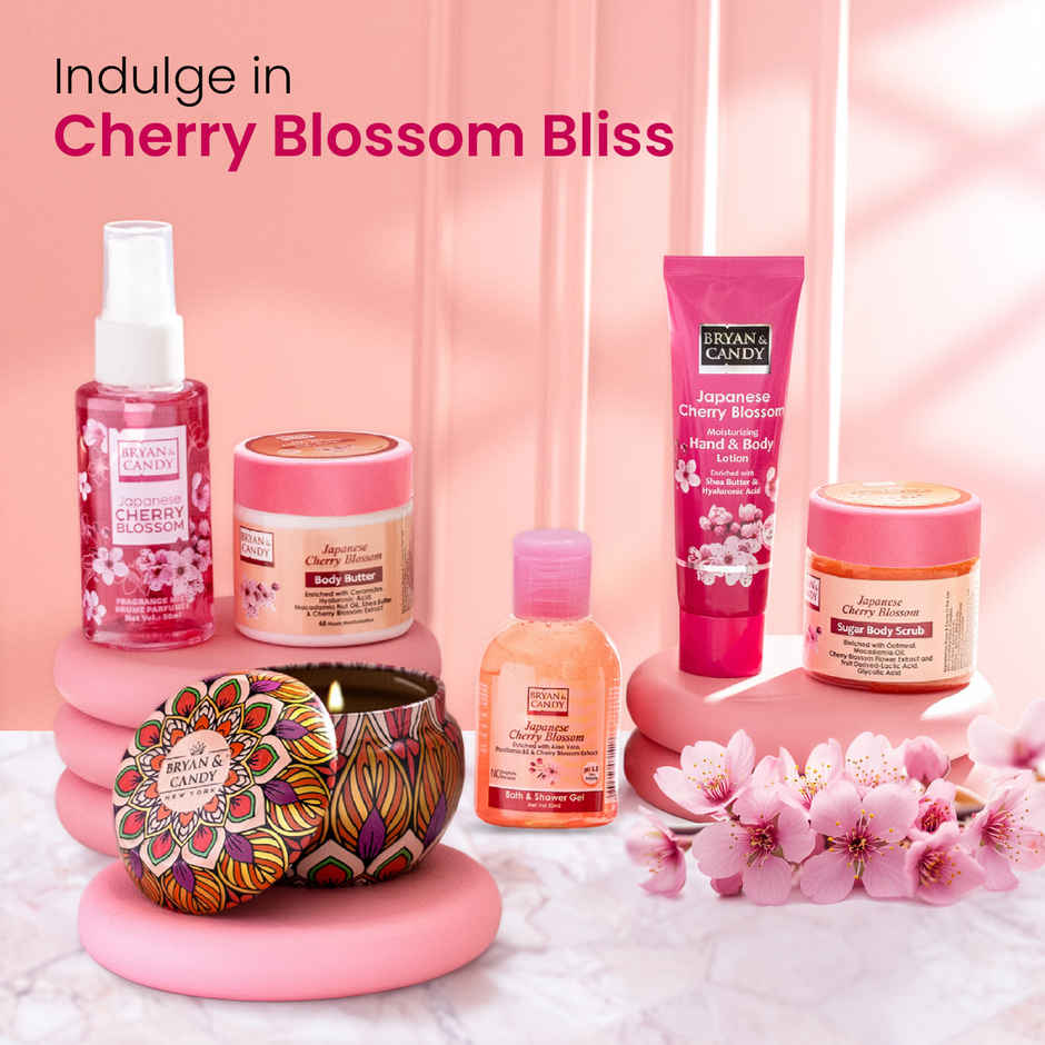 Bryan & Candy Japanese Cherry Blossom Bath Tub Essentials Gift Set