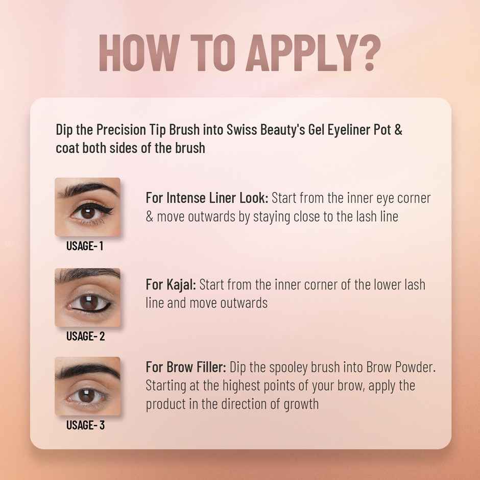 Swiss Beauty 2 In 1 Eyeliner, Eyebrow Filler and Kajal Black