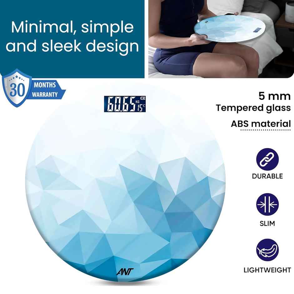 Ant Flora Sapphire Digital Bathroom Weighing Scale For Body Weight - Sapphire