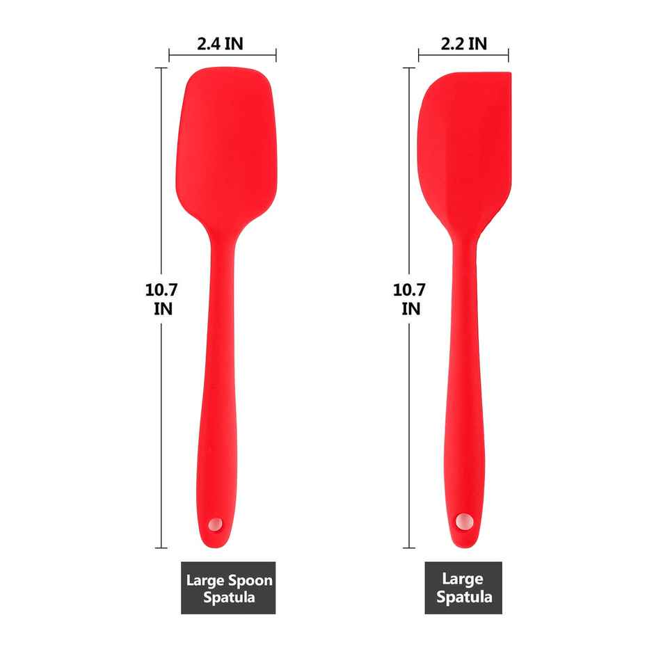 Frenchware Non-Stick Premium Silicone Spatula | Large Spatula & Large Spoon - Red