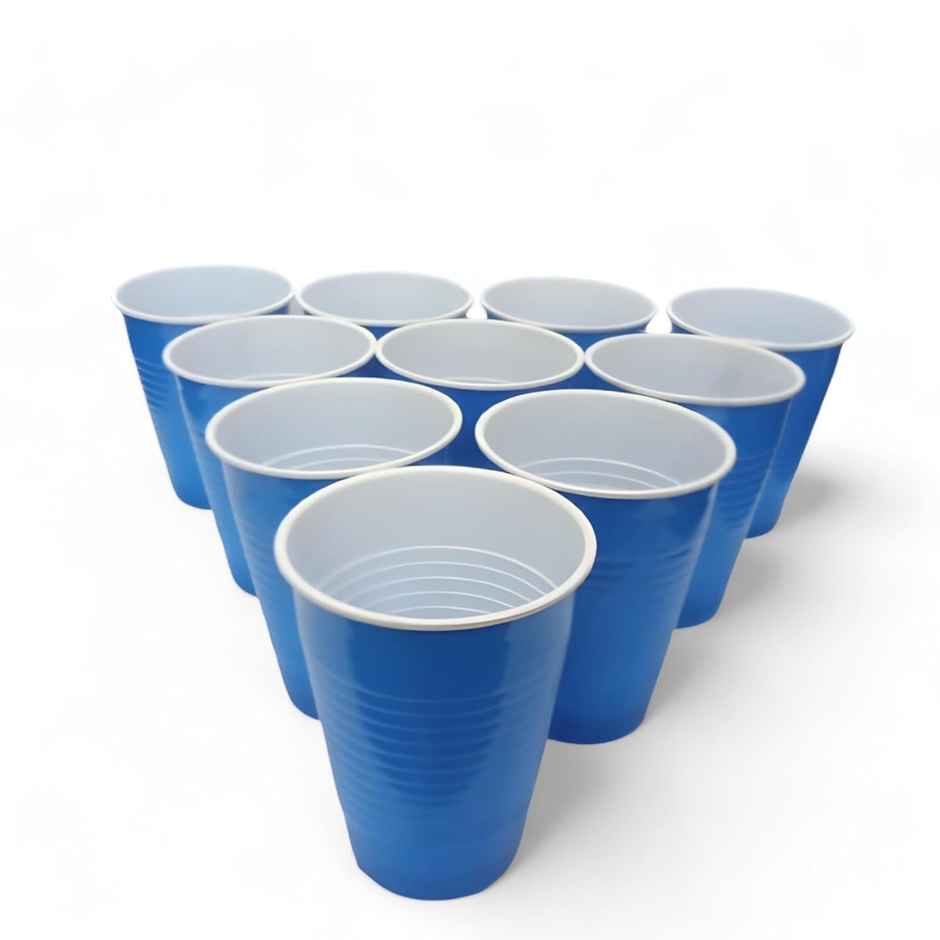 Disposable Premium Plastic Party Glass | Red and Blue | 450 ml | Pack of 10 | Tempware