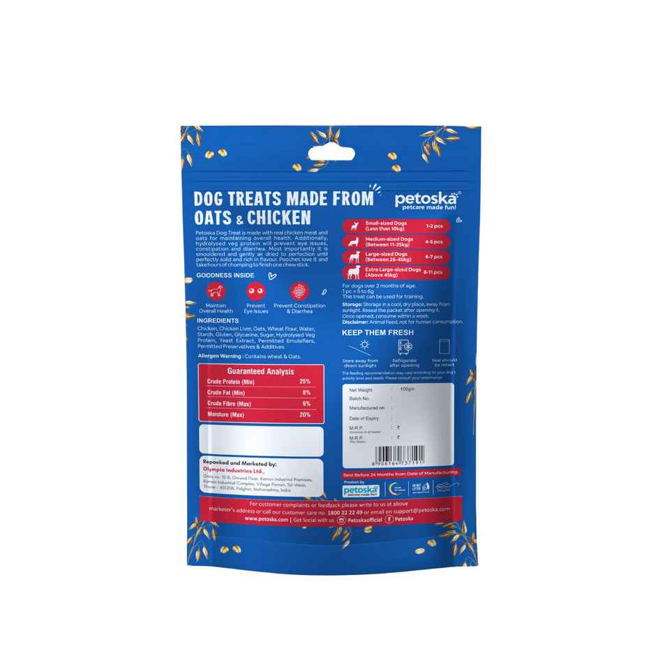 Petoska Dog Treats Chicken Oats Sticks