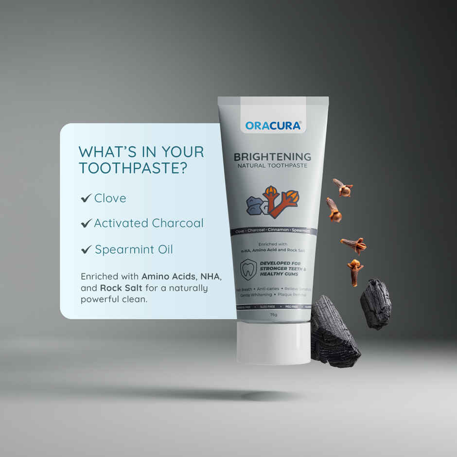 Oracura Brightening Natural Toothpaste Charcoal Combo