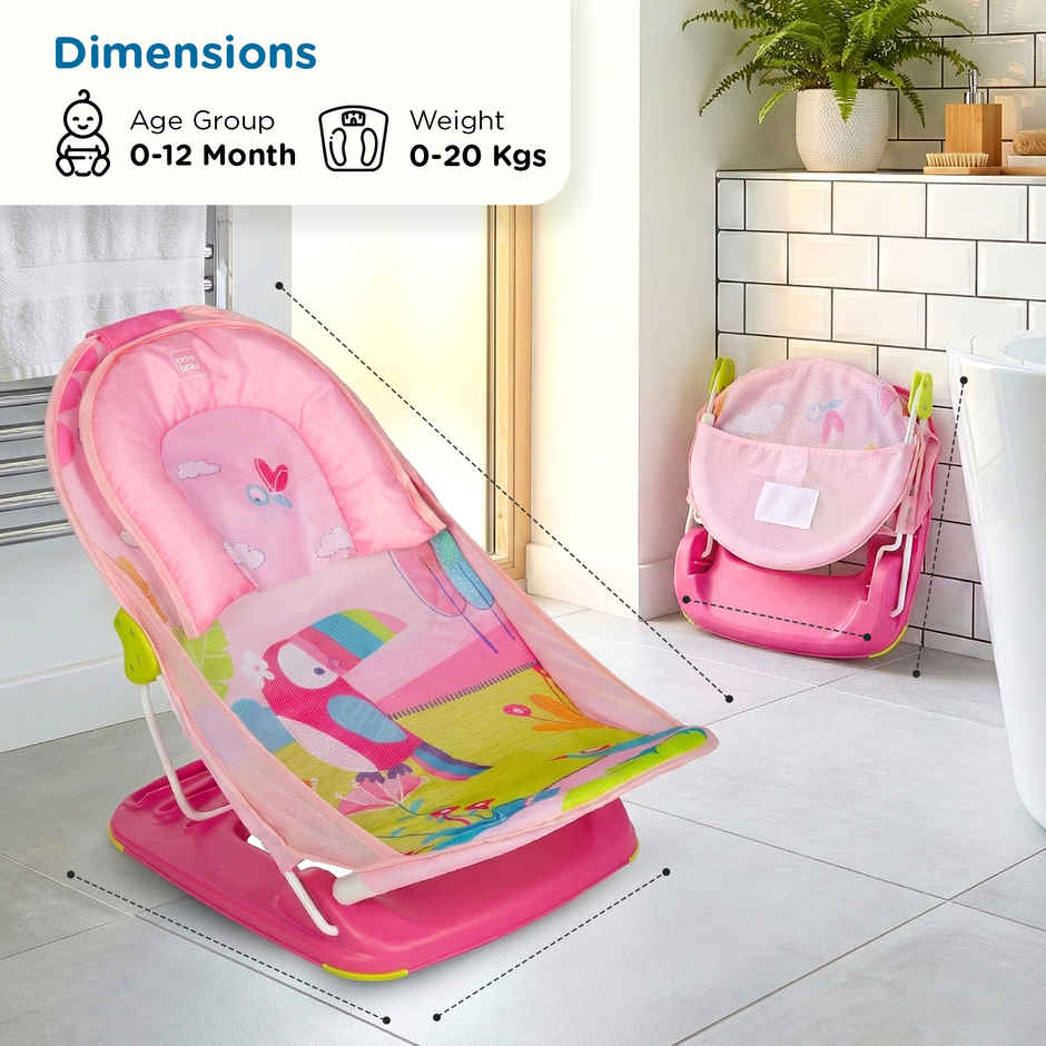 Mee Mee Newborn Baby Bather Bath Chair for Newborns and Infants | 0-12 Months | Pink