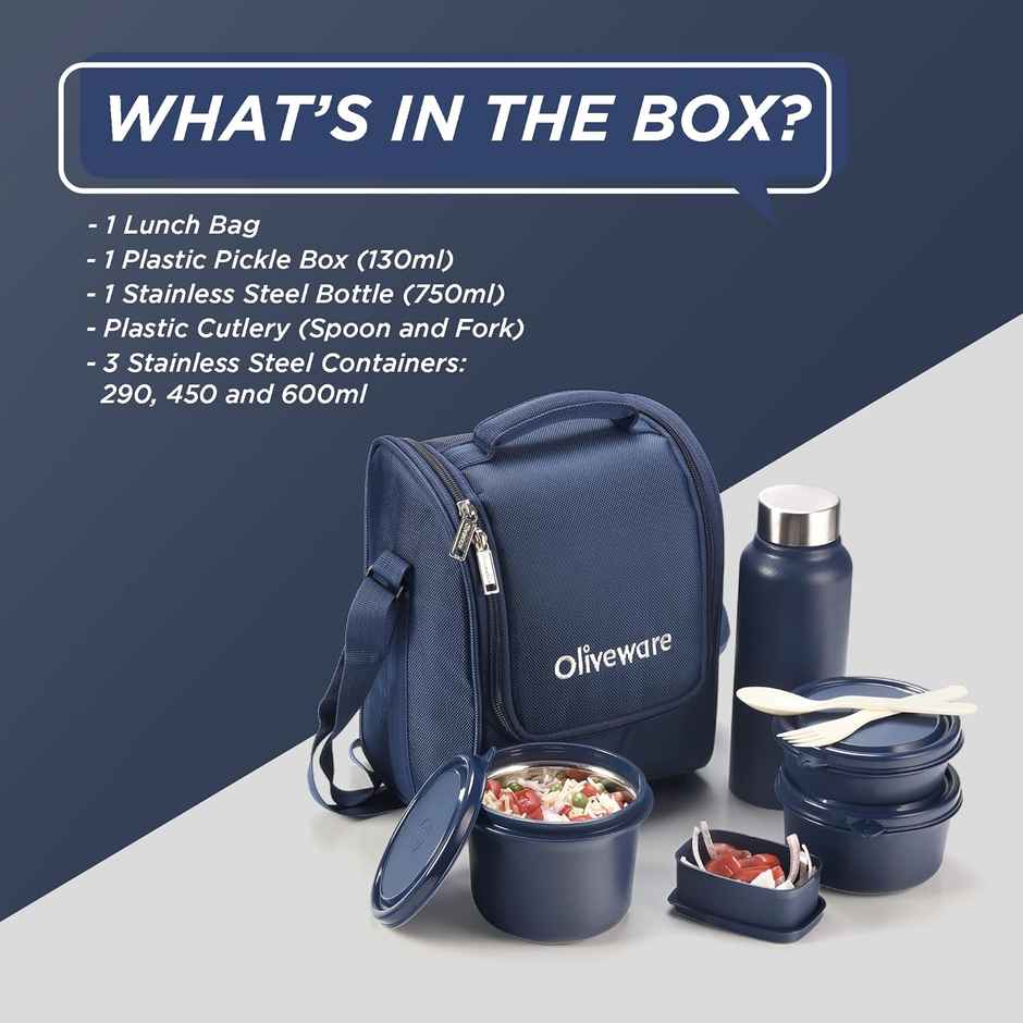 Oliveware Teso Lunch Box With Plastic Cutlery - Blue