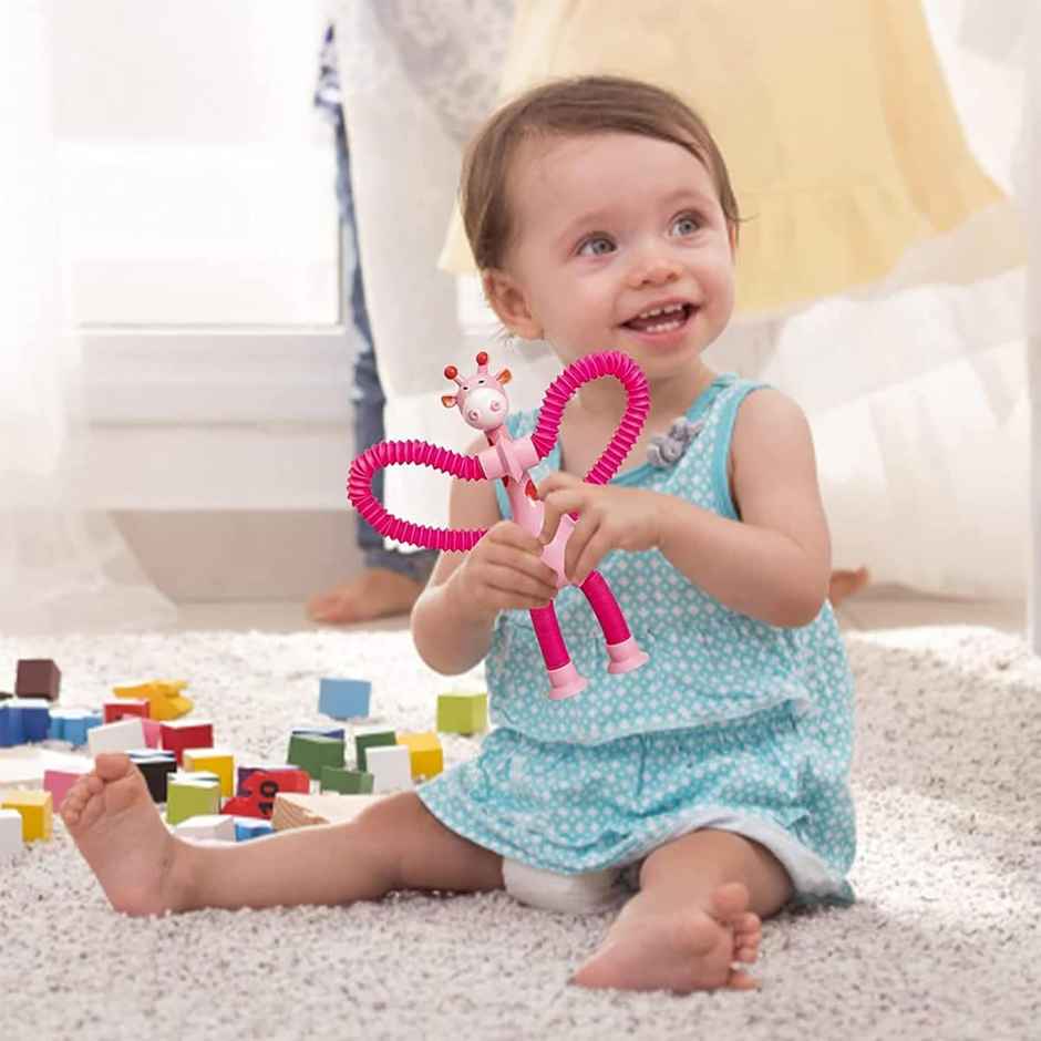 Storio Telescopic Suction Cup Pop Tube Toy For Kids | Pull String Travel Toy
