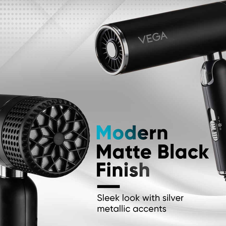 Vega Style Pro Foldable Hair Dryer | 1600W | 2X Faster Drying | VHDH-34, 16 Amp Plug Concentrator(Compatible Only with Large Plug Size)
