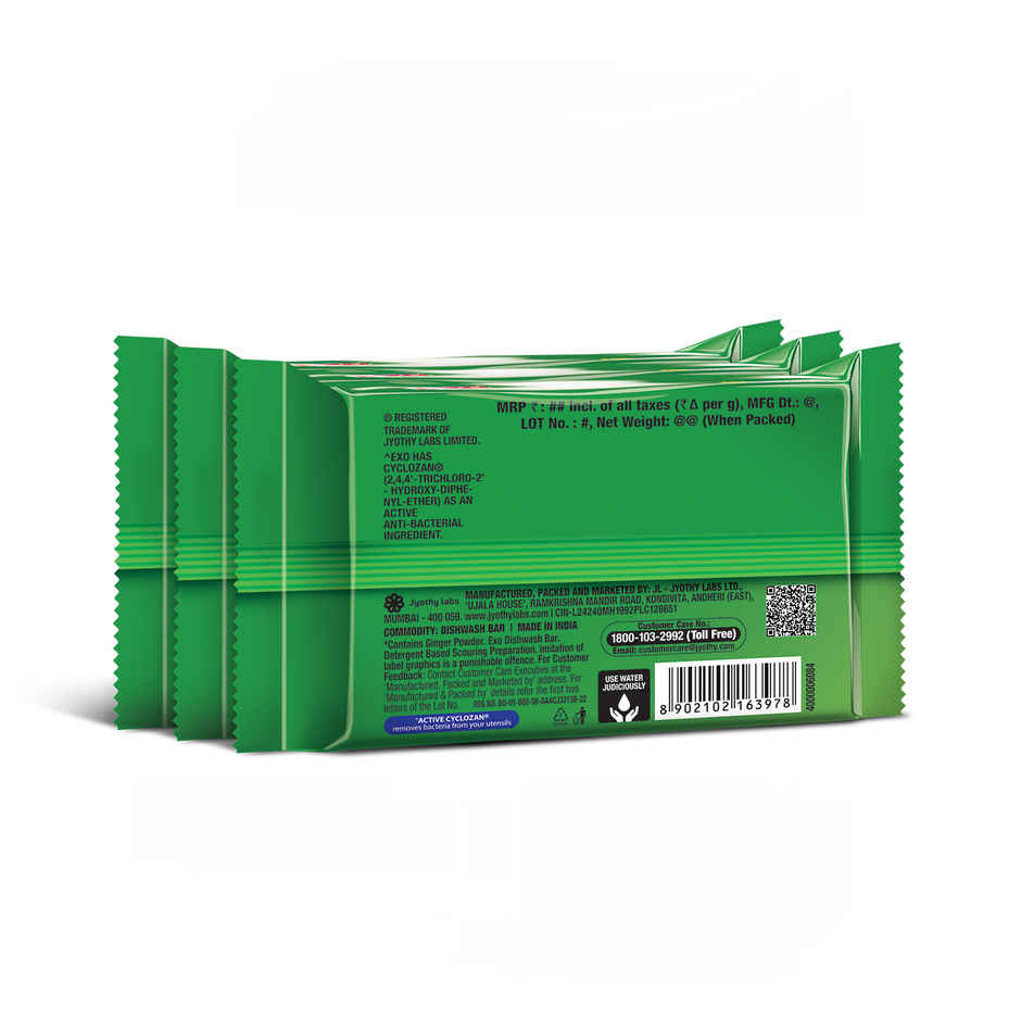 Exo Anti-Bacterial Dishwash Bar, Ginger With Power of Bio-Enzymes