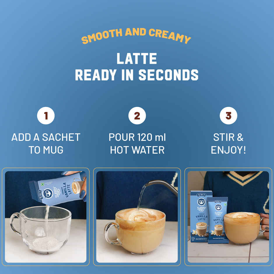 Sleepy Owl French Vanilla Latte Medium Roast Coffee Premix