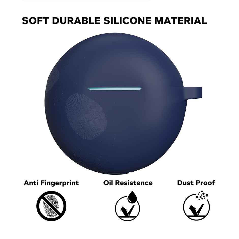 Sounce Silicone Case Cover for Oppo Enco Buds 2 | Shockproof | Anti-Dust with Carabiner | Blue