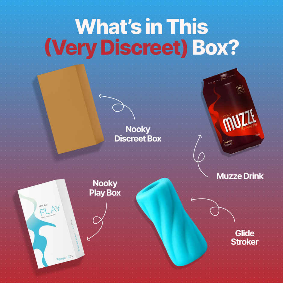 Nooky Tease 2 in 1 Play Kit Glide Mens Stroker and MUZZE Intimacy Mood Drink