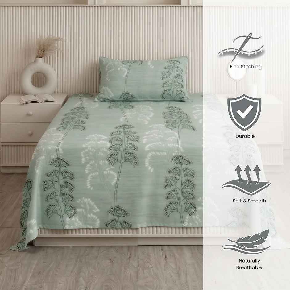 Status Crown Superfine Microfiber Single Bedsheet | Serene Floral | 150 x 220 cm