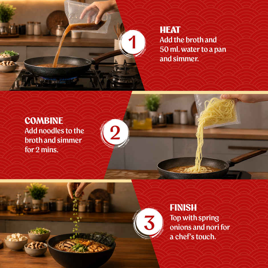 CHEFFIN Miso Ramen Noodle Kit | Miso Broth | Ready in 2 Mins | No Artificial Preservatives