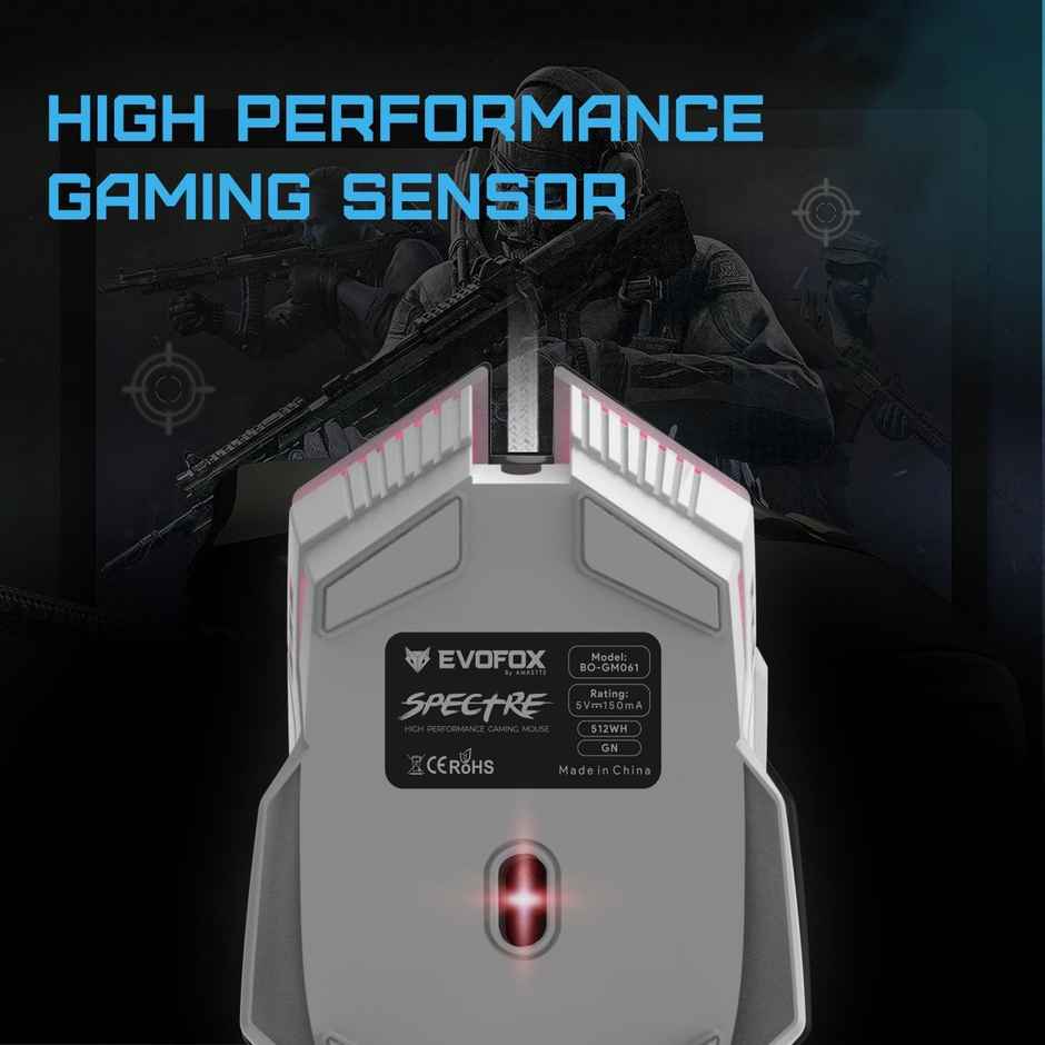 EvoFox Spectre Gaming Mouse USB - White