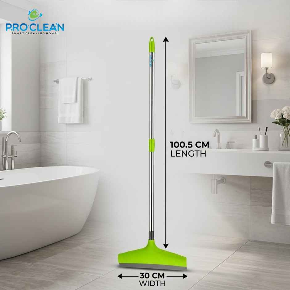 Proclean Bathroom Wiper | 12 Inch | with Handle -31 Inch | Green