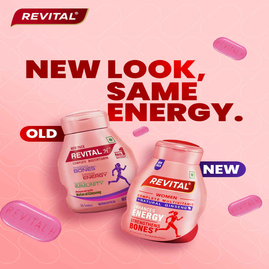 Revital H for Woman with Multivitamins,Calcium& Natural Ginseng for Daily Immunity(30 Tablets)