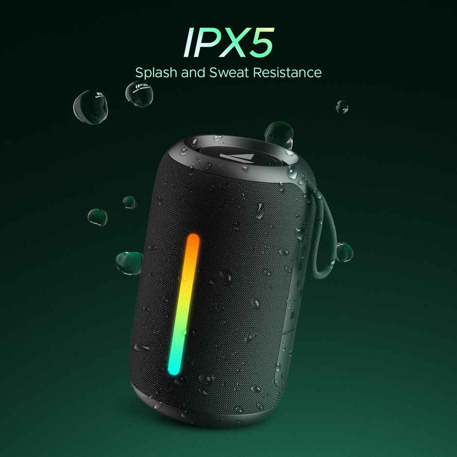 boAt Stone 358 Pro Bluetooth Speaker 14W Signature Sound, Up to 12 Hours Playback, RGB LEDs, TWS Feature, Built-in Mic, BTv5.3 Bluetooth Speaker - Raging Black