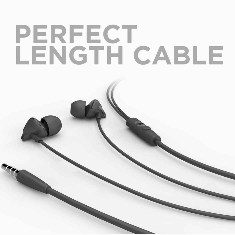 boAt BassHeads 100 Wired Earphones with Hawk Inspired Design, Super Extra Bass & Mic (Bold Black)