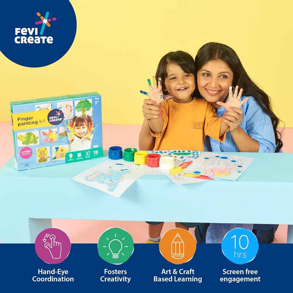 Fevicreate Finger Painting Kit For Toddlers Children & Preschoolerscontains Washable